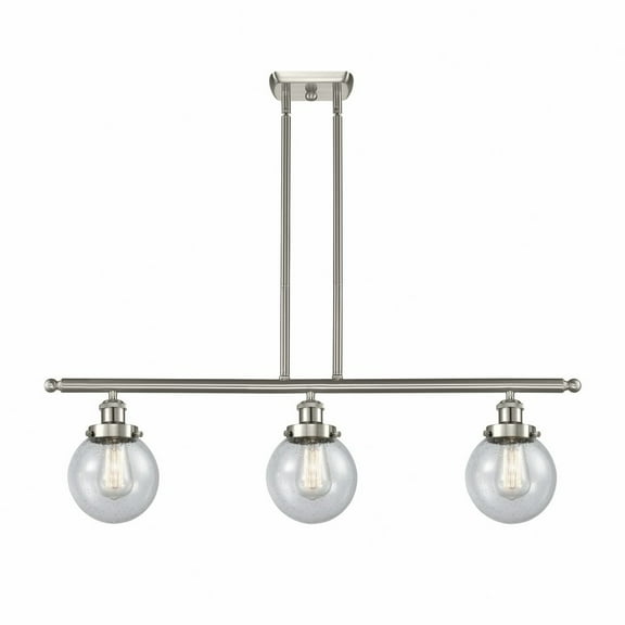 916-3I-SN-G204-6-Innovations Lighting-Beacon - 3 Light Stem Hung Island In Modern Style-10 Inches Tall and 36 Inches Wide-Brushed Satin Nickel