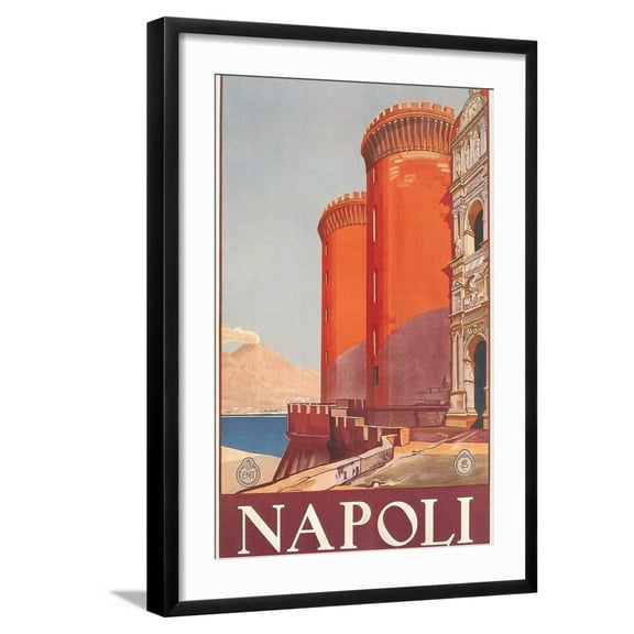Art.com Travel Poster for Naples Art Print, Black Frame Wall Art, 21" x 29"