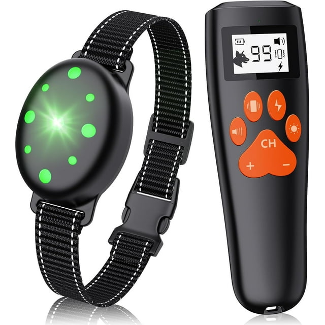Collar de adiestramiento eléctrico recargable para perros, con alcance remoto de 305 metros, incluye pitido, vibración y descarga eléctrica