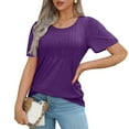 thumbnail image 6 of NANAIQ Women's Tops Comfort Color Short Sleeve Tops for Women Leisure Spring Tops for Women Classic Women's Tops, Tees & Blouses Purple XXL, 6 of 8