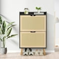thumbnail image 3 of Hidden Shoe Storage Cabinet with 2 Flip Rattan Drawers & Anti Tip Design – Slim Shoe Organizer for Entryway, Foyer, Hallway, Holds 12 15 Pairs, MDF Frame, 3 of 7