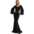 thumbnail image 2 of Prolriy Wedding Guest Dresses for Women, Women's Beach Long Dress One Line Shoulder Print Holiday Long Swing Dress Formal Cocktail Dresses for Women Black XL, 2 of 9