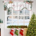 thumbnail image 3 of Merry Christmas Tie Up Valances Curtain, Pine Cone Berry Xmas Bell Leaf Winter Adjustable Rod Pocket Short Window Treatment Tie Up Curtains Valances for Kitchen Living Room Bathroom 42x12 Inches, 3 of 9