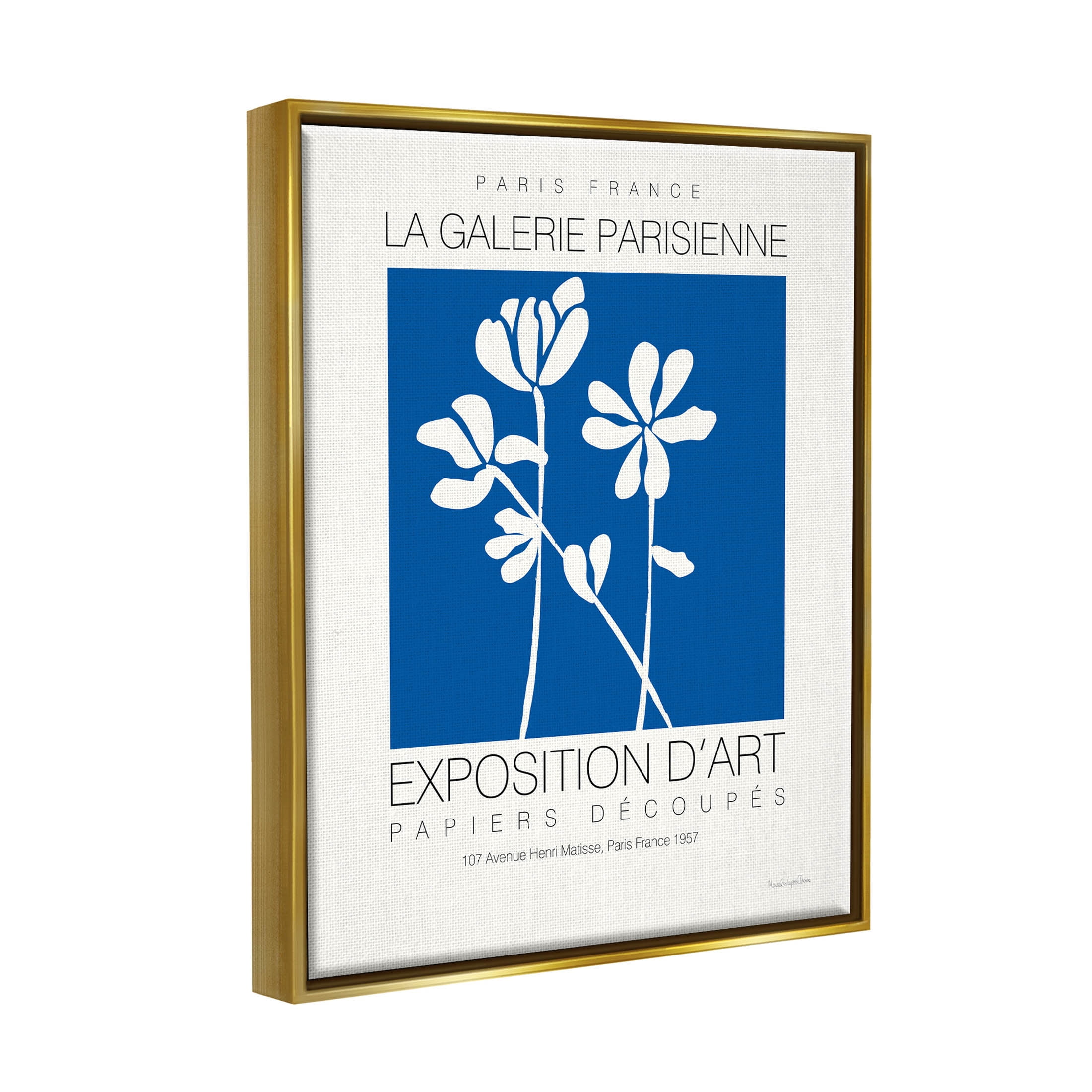 Stupell Industries Contemporary Botanicals French Gallery Graphic Art Metallic Gold Floating Framed Canvas Print Wall Art, Design by Mercedes Lopez Charro
