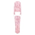 thumbnail image 5 of Yunliwuli Women’s Two Piece Summer Outfits, Tie-up Front Sheer Mesh Tops and Long Skirt Set, 5 of 10