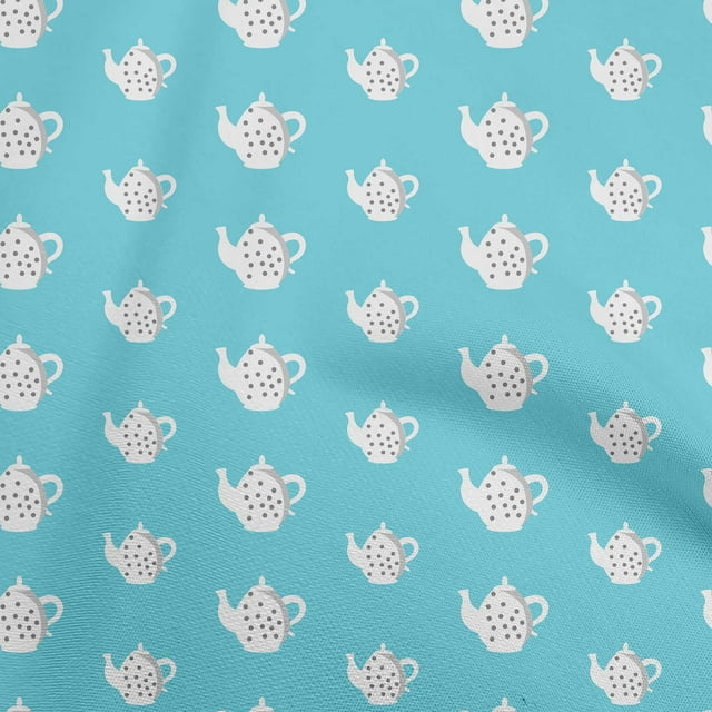 oneOone Viscose Jersey Aqua Blue Fabric Tea Kettle Craft Projects Decor Fabric Printed By The Yard 60 Inch Wide-R8