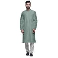 thumbnail image 1 of Atasi Printed Long Kurta For Men With White Churidar Pyjama Set Traditional Wear, 1 of 1