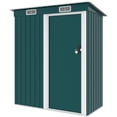 thumbnail image 1 of 5 x 3 FT Cobertizo de Almacenamiento Exterior con Puerta Simple, Ventanillas de Ventilación Blancas y Cerradura para Almacenamiento en Patio Jardín Trasero,162 * 86 * 181cm (Verde), 1 of 8