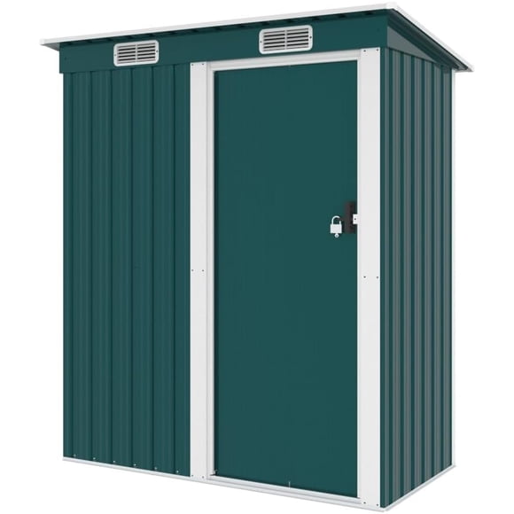 5 x 3 FT Cobertizo de Almacenamiento Exterior con Puerta Simple,Ventanillas de Ventilación Blancas y Cerradura para Almacenamiento en Patio Jardín Trasero