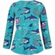 thumbnail image 5 of Blusa de manga larga con estampado de camiseta de uniforme de trabajo con cuello en V para mujer con bolsillos Fridja  ghj987+5735, 5 of 6