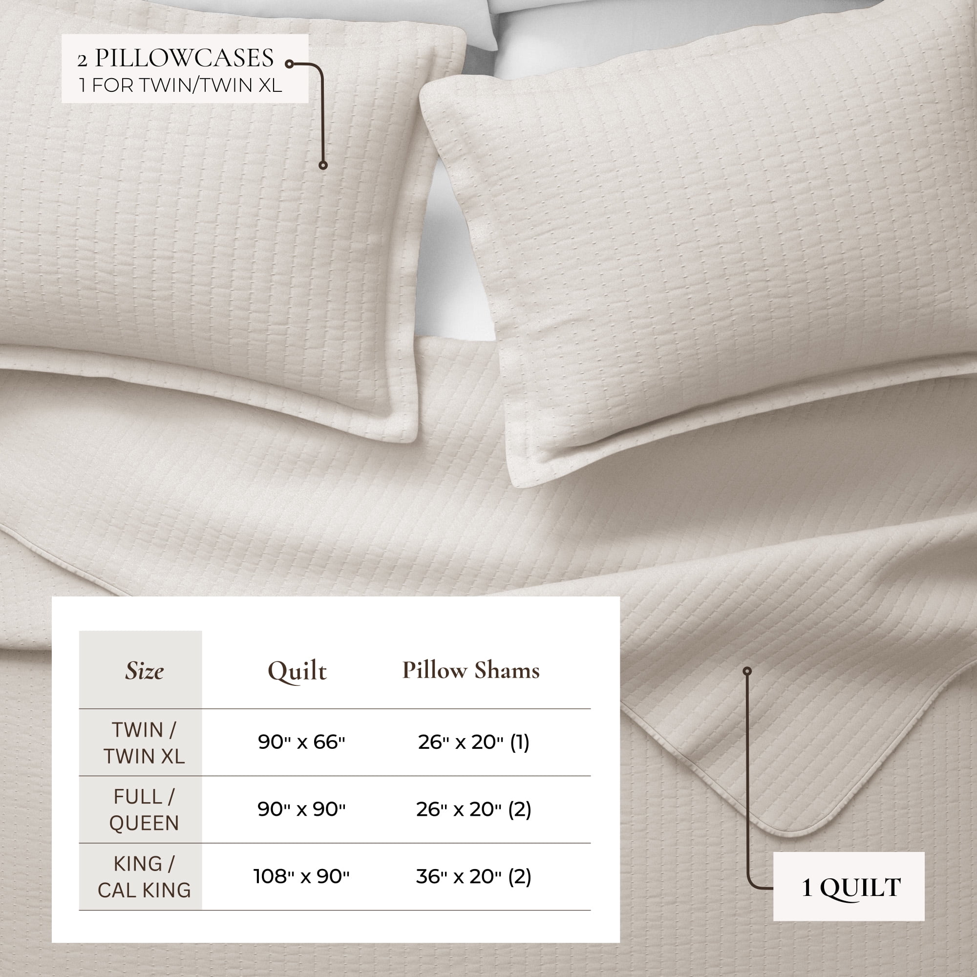 Great Bay Home Detailed Channel Stitch Microfiber All-Season Quilt Set With Shams (King, Light Gray)