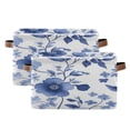 thumbnail image 2 of Blue Florals Leaves Pastel Style Square Storage Bins with Handles Collapsible Containing Box 1 Pack, 2 of 9