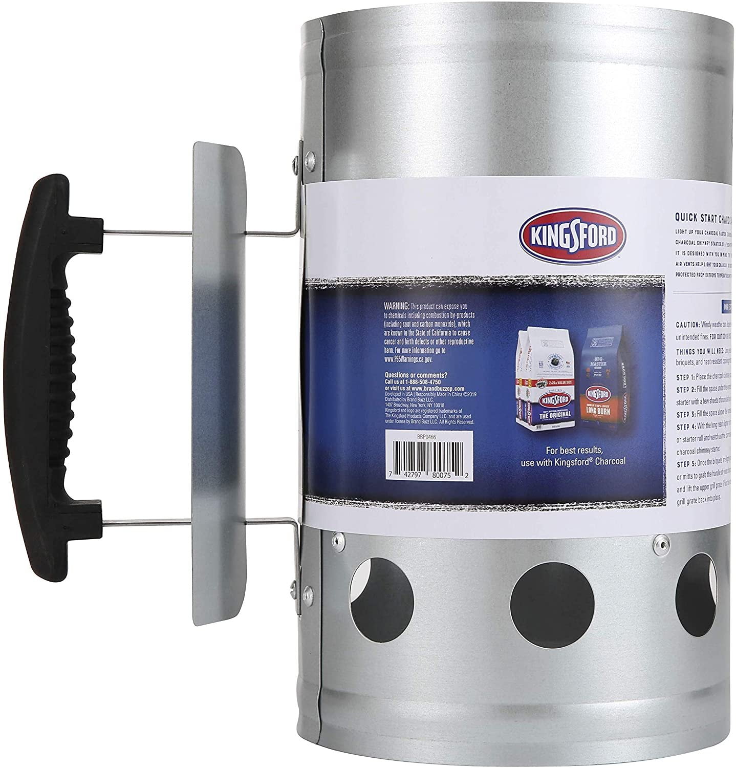 Kingsford BB0466 Deluxe Charcoal Chimney Starter Silver 