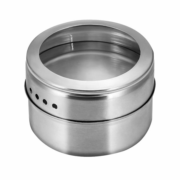 Tarro De Especias De Acero Inoxidable Lata De Almacenamiento De Condimentos Multiusos Recipiente De Condimentos De Cocina Portátil Organizador De Almacenamiento De Especias Con Tapa Transparente Kearding HA020069-00