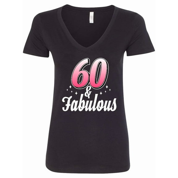 Inktastic 60 and Fabulous with Sparkles Women's V-Neck T-Shirt