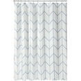 thumbnail image 1 of Polyester Fabric Modern Geometric Herringbone Print Shower Curtain with Reinforced Buttonholes for Master and Guest Bathroom - Machine Washable & Water Resistant - Blue, 1 of 5