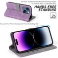 thumbnail image 5 of Wallet Case for iPhone 15,Card Slots[RFID Blocking],Durable Flip Folio Kickstand Magnetic Closure Retro Premium Leather Wallet Wrist Strap Shockproof Case For iPhone 15, Purple, 5 of 8