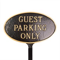 6" x 10" Small Oval Guest Parking Only Statement Plaque Sign with Lawn Stake - Black/Gold