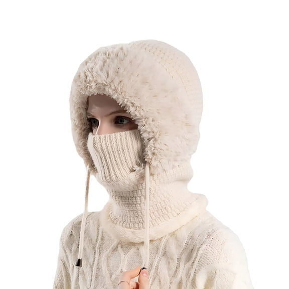 TELOLY Winter Knitted Hat Warm Cycling Ski Women Windproof Hood Heavyweight Thermal Fleece Beanie Party Hats Bomber Hats Migraine Relief Cap