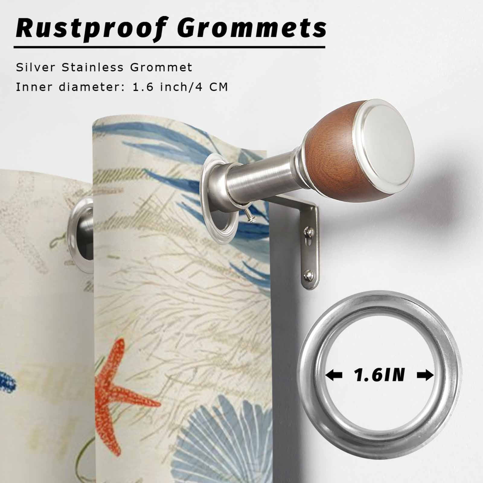 Ocean Corals Outdoor Curtains for Patio, Summer Beach Coral Sea Stars Retro Texture Sunshade Privacy Drapes Grommet Waterproof Outside Curtains for Porch/Cabana/Balcony 54"x 108", 1 Panel