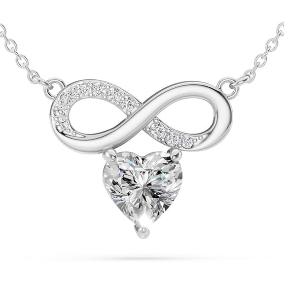 Moissanite Pendant Necklace for Women – 925 Sterling Silver Necklace for Women Heart Infinity Pendant, Dainty Silver Jewelry Birthday Anniversary