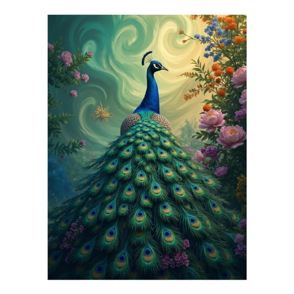 Diamond Art Kit for Adults, Majestic Peacock Ethereal Garden Diamond Painting for Adults Beginners, DIY Diamond Art Painting Kits, 5D Diamond Painting Crafts for Home Decor 12x16 Frameless