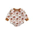 thumbnail image 1 of xiaxaixu Baby Girl Rompers Crew Neck Long Sleeve Turkey Checkerboard Print Jumpsuits Thanksgiving Clothes Bodysuits, 1 of 9