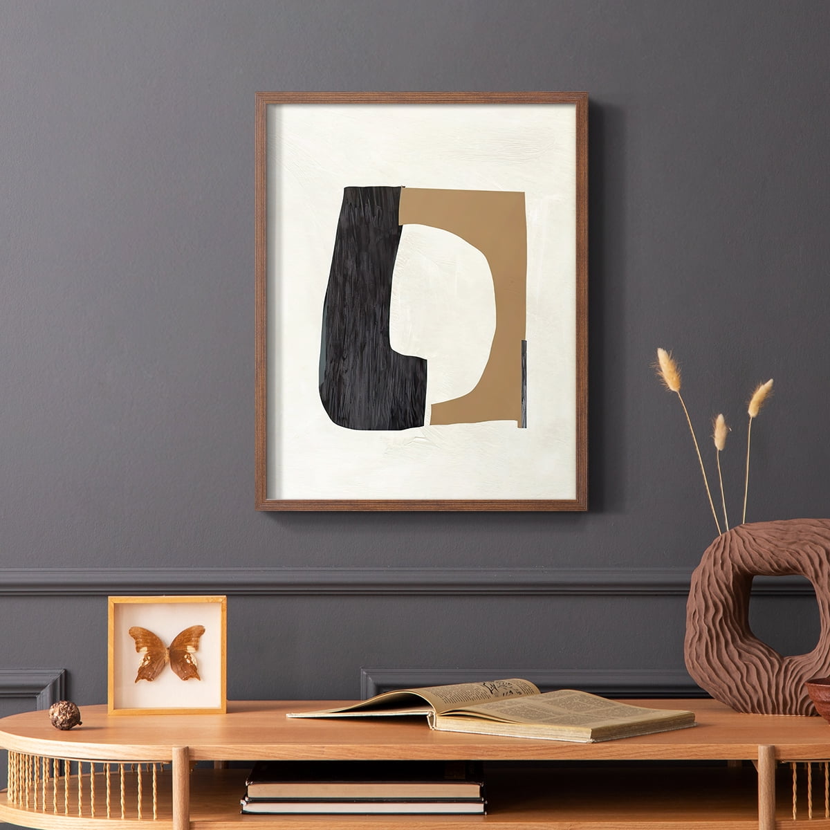 Cardboard Cutouts II Framed Print in Brown Solid Wood Framed Print No Nail Hanging