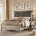 thumbnail image 3 of Opulent Wooden E.King Bed With Silver PU Tufted HB, Shinny Silver Finish, 3 of 4