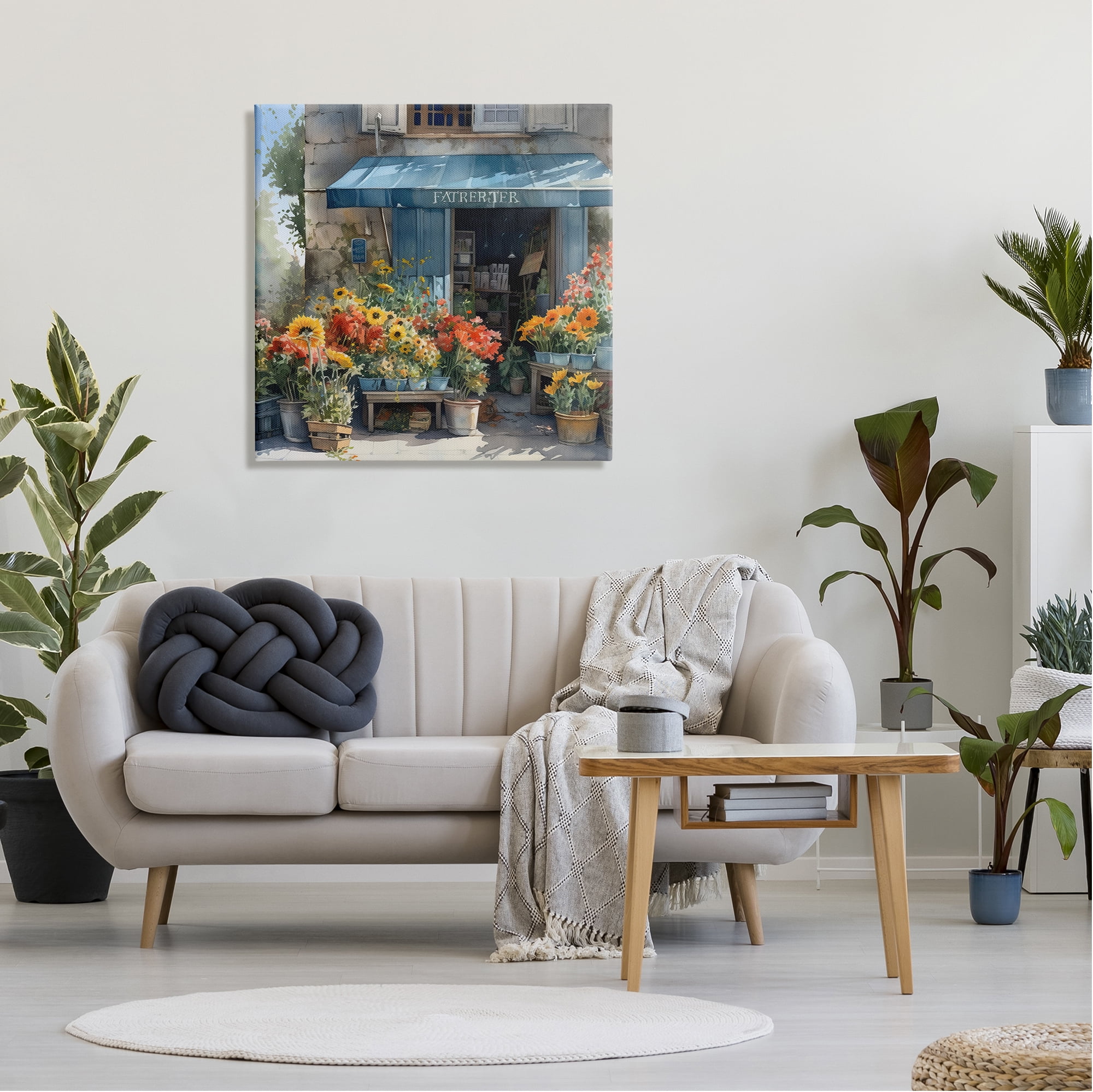 Stupell Industries Village Flower Shop Botanical & Floral Painting Gallery Wrapped Canvas Print Wall Art, 30 x 30