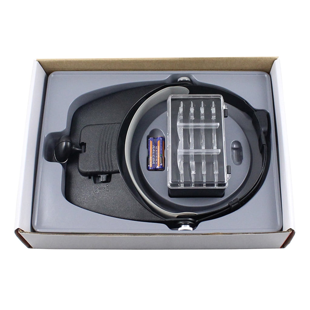 ZPAQI Handsfree Head Mount Magnifying Glass 2 LED Light for Jewelry Close Work Sewing