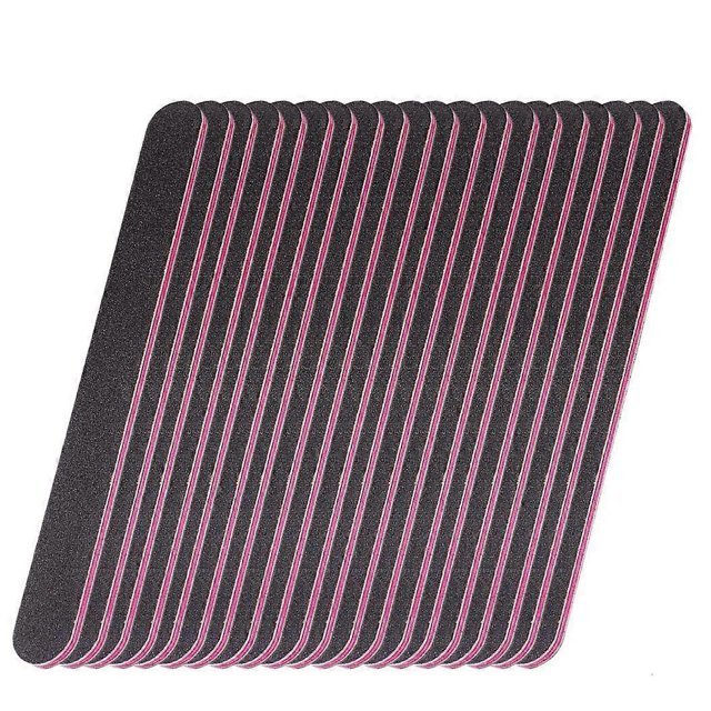 Limas de uñas de doble cara lavables negras de grano 100/180, pulidoras de uñas de grano natural, 100 unidades