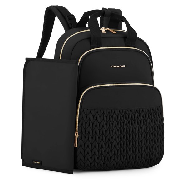 Mochila para pañales Mommore, grande, acolchada con cambiador