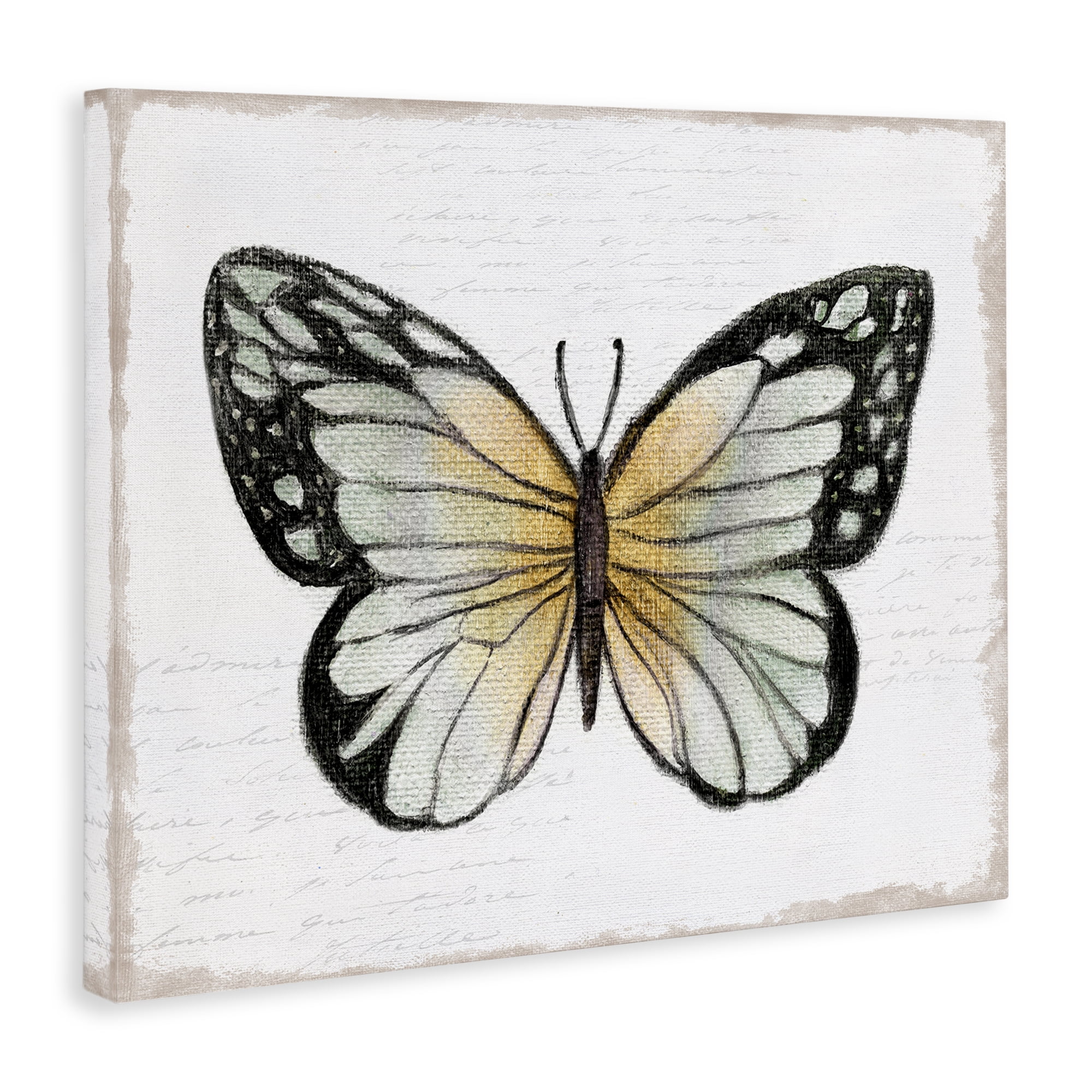 Stupell Industries Monarch Butterfly Visage Animals Painting Wrapped Canvas Art Print Wall Art, 30 x 24