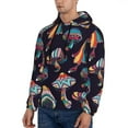 thumbnail image 3 of Pofeuu Mushroom Doodle Print Mens Casual Hooded Collar Drawstring Hoodies Pullover Sweatshirts Casual Long Sleeve Shirts-X-Large, 3 of 7