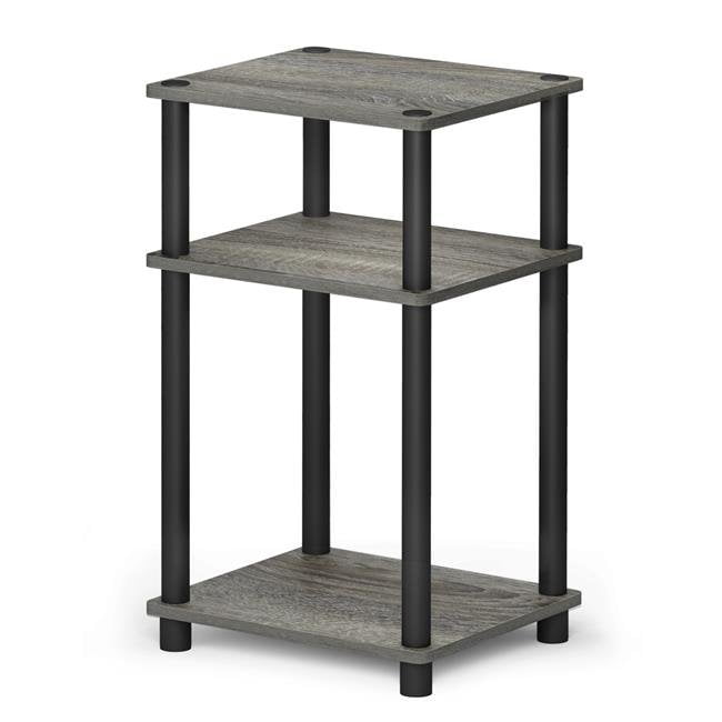 Furinno Just 3-Tier Turn-N-Tube End Table, 1-Pack, French Oak/Black