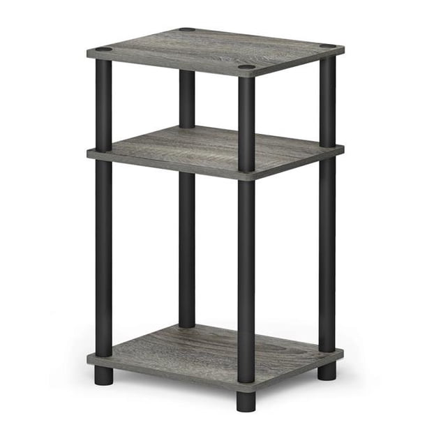Furinno Just 3-Tier Turn-N-Tube Side Table, Side Table, Bedside Table, Columbia Walnut/Black