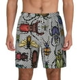 thumbnail image 2 of Picia Bright Insects pattern Mens Swim Trunks with Compression Liner Stretch Beach Shorts Quick Dry with Zipper Pockets No-Chafing Board Shorts-Medium, 2 of 9
