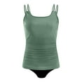 thumbnail image 5 of UPPADA 2 Piece Tankini Bathing Suits for Women Solid Crewneck High Waisted Modest Swimsuits with Shorts Comfy Beach Swimwear for Holiday Tank Top Swimsuits for Women Green,Xl, 5 of 6