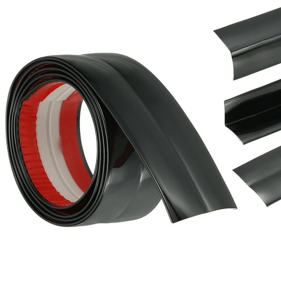 3-in-1 Peel and Stick Trim, 1.6in x 3.2 ft Multifunctional Wall Molding Trim, Flexible Edge Guard Molding Self-Adhesive Caulk Strip for Floor, Table, Door Frame, Shiny Black