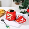 thumbnail image 6 of Daiosportswear Christmas Ceramic Cup,Christmas Mug,Ceramics,with Lid/Spoon,Cute Couple Coffee Cup,Bow Handle,Household,Durable,Generous Capacity,for Hot Chocolate/Coffee,Christmas Parties, 6 of 8