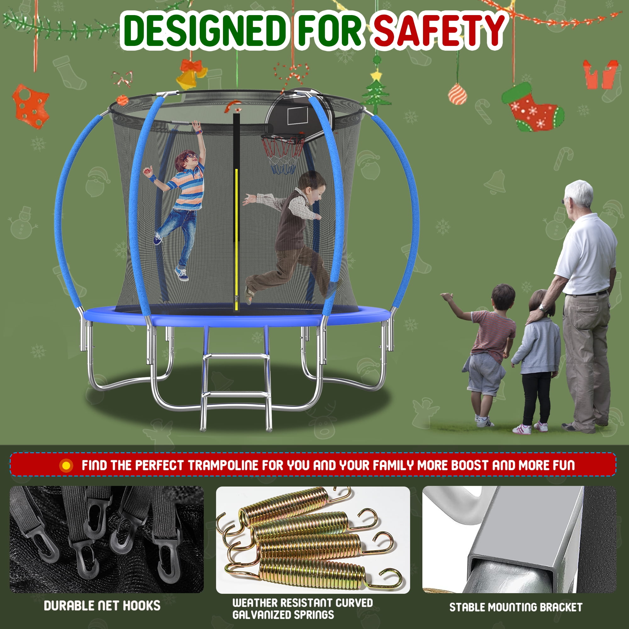 Shengchao Trade 1200LBS 12ft Heavy Duty Outdoor Trampoline for 3-5 Kids and Adults,Backyard Trampoline with Enclosure Net and Ladder, Jumping Trampoline Capacity for Boys and Girls Birthday Gift