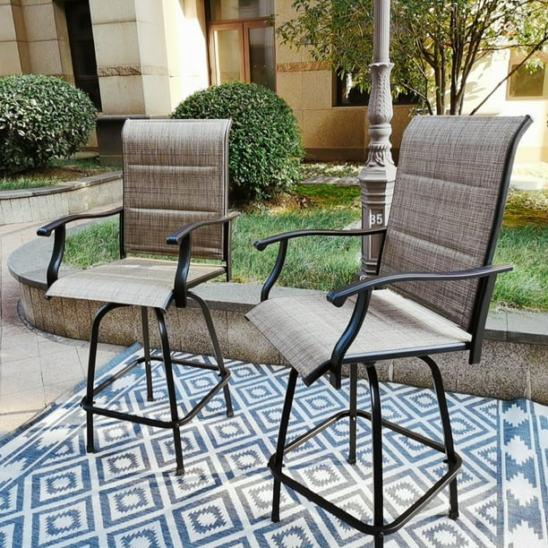 Bigroof 2 Pieces Patio Dining Swivel Chairs All Weather Resistant Outdoor Furniture Steel Frame Black Com Pieces Patio Dining Swivel Chairs, Weather Resistant Outdoor Furniture