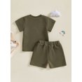 thumbnail image 6 of Toddler Baby Boys Summer Outfits 6 12 18 24 Months 2T 3T Letter Embroidered Waffle Short Sleeve T-Shirts Elastic Waist Shorts 2Pcs Clothes Set, 6 of 9