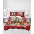 thumbnail image 2 of Quilts Full Size Bedding Set, Red Christmas Tree Lightweight Quilted Comforter, Watercolor Xmas Snowflake Soft Reversible Bedspread Coverlet with Pillow Covers for All Season, 78" x 90", 2 of 7