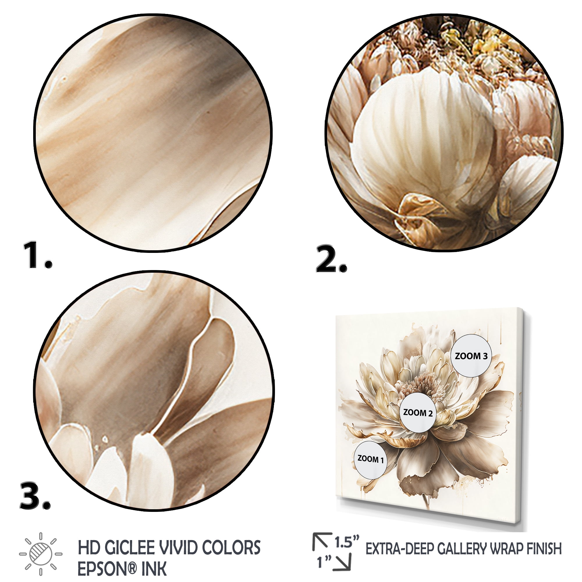 Designart Single Beige Flower I Canvas Wall Art