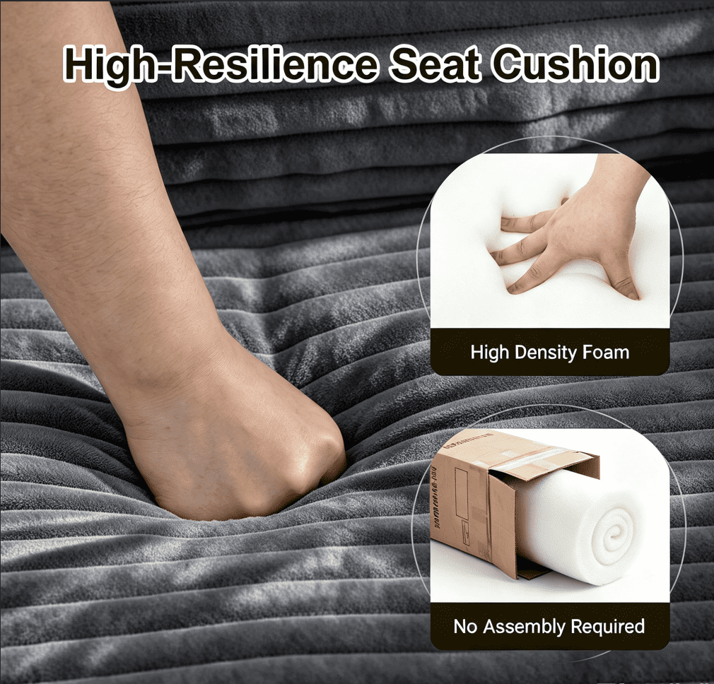55" Convertible Futon Sofa Bed,Folding Boneless Couch with Sleeper Sofa,Fold Out Floor Sofa with Deep Seat,Cloud Corduroy Foldable Mattress Couch for Living Room,Dark Gray