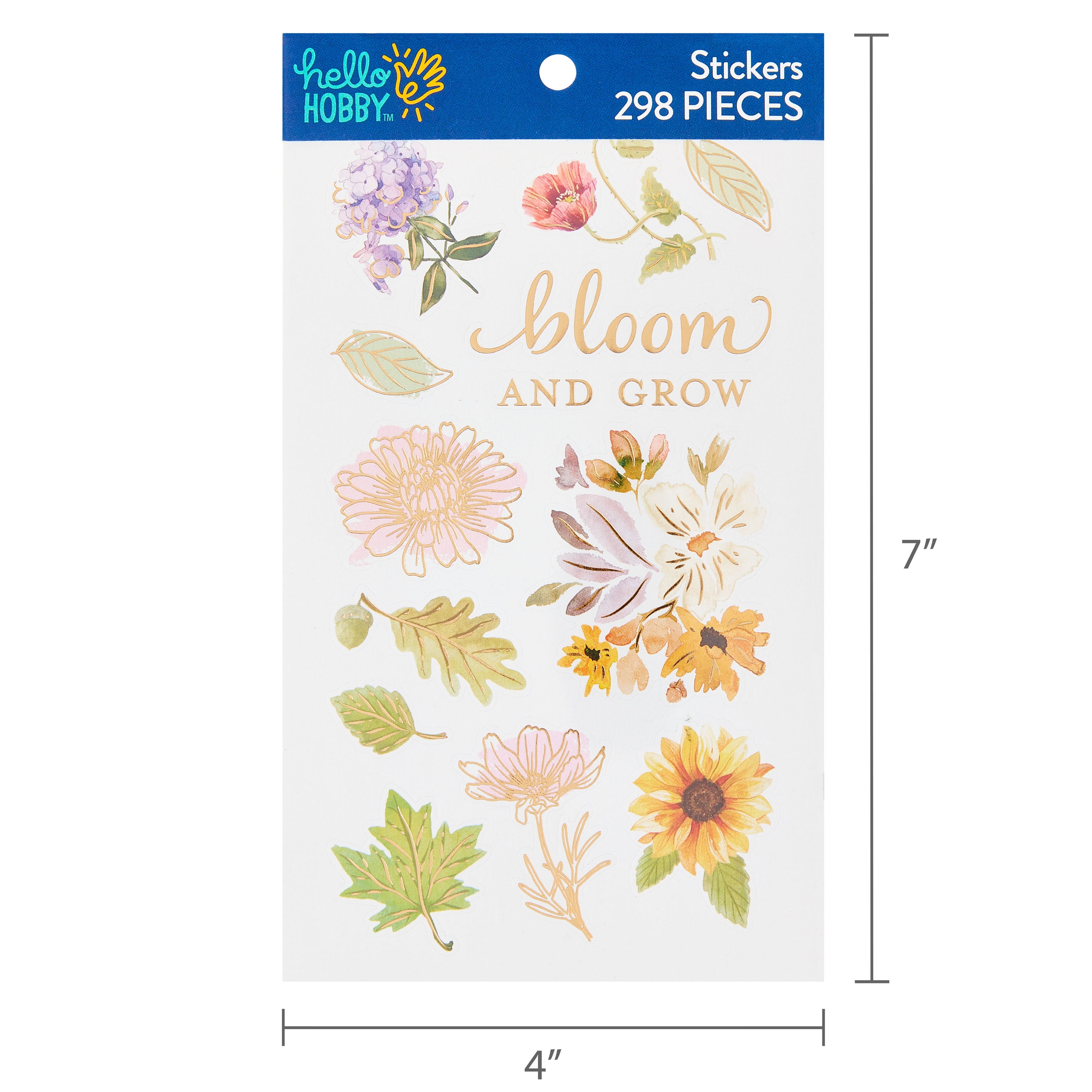 Hello Hobby Flower Sticker Book, Traditional Flower Stickers, 298 Pack