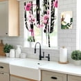 thumbnail image 5 of Pink Roses Balloon Curtains for Living Room/French Door, Romantic Flowers Leaves Floral Black Stripes Tie Up Curtains 63 Inch Length Energy Saving Kitchen Curtains Shades for Windows 42"x63", 5 of 8