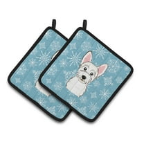 Carolines Treasures BB1660PTHD Snowflake Westie Pair of Pot Holders , 7.5HX7.5W, multicolor